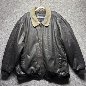 Whispering Smith Men's Size 3XL Brown Faux Leather Motorcycle PVC Quilted Jacket